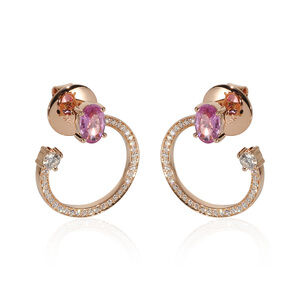 HUEB Spectrum Pink Sapphire & Diamond Earrings in 18k Rose Gold 0.39 CTW